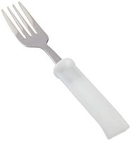 Sammons Preston Plastic-Handle Utensil, 8" Fork with 4" Handle Molded to Improve Grasping & Holding, Stainless Steel Pediatric & Adult Silverware, Adaptive Eating Tool & Dining Aid