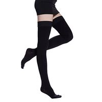 Thigh High Compression Socks, Firm Support 20-30 mmHg Gradient Compression Stockings with Silicone Band. Treatment for Running, Edema, Varicose Veins, Pregnancy, Nursing.(Black-closed,M)