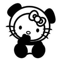 Hello Kitty Panda - Vinyl - 5" tall (color: BLACK) decal laptop tablet skateboard car windows stickers
