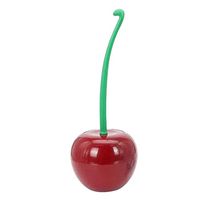 Wansan Toilet Brush and with Cherry Shaped Toilet Brush Holder 15" Long ABS Toilet Brush and Plunger Set Antislip Toilet Plunger - Red