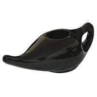 Leak Proof Durable Ceramic Neti Pot Non-Metallic and Lead Free Comfortable Grip | Microwave and Dishwasher Friendly Natural Treatment for Sinus and Congestion (Black)