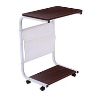 US Fast Shipment Quaanti Rolling Removable Coffee Table Tea End Table Side Snack Sofa Table Laptop Tablet Desk Under Couch Tray Overbed Desk Moveable 2 Tiers for Bedroom Small Spaces (Red)