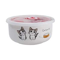 Bowl Bento Box Ceramic Grid Lunch Box with lid Sealed Lunch Box Tableware Microwave Oven Round Storage Box Bowl Steamed Egg Dessert Box Household tableware, retro bowl