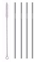 Environmental protection 4pcs Stainless Steel Drinking Straws+1pcs Free Cleaning Brushes - Reusable