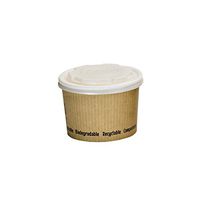 Compostable Paper Soup Cup (Case of 25), PacknWood - Kraft Brown Soup Bowls (8 oz, 2.4" x 3.5") PK210PLAS8