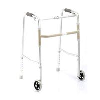 FLYSXP Aluminum Walker Stretching Old Walker Walker Shrink Folding Portable Old Man Wheeled Four-Legged Walking Stick Wheelchair