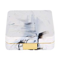 Portable Marble Surface Mirror Square Soaking Contact Lens Case (Golden)