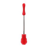 UNKE Silicone Bottle Cleaning Brush With Long Stainless Steel Handle, Scratch-Free Cleaning Tool For Water Bottles, Baby Bottles, Long Or Narrow Necked Bottles,Red