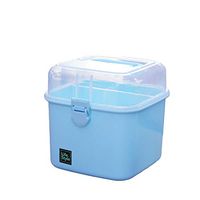 YOUTHUP Double-Layer Medicine Box, Family Capacity First Aid Kit, Suitable for Desktop Storage of Medicines, Skin Care Products (S, Blue)