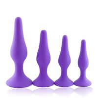 Silicone B'ut.t Pùgs Beads a?us Plúg 4PCS Trainer Kit for Women Men (Purple)