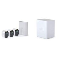 Arlo Ultra - 4K UHD Wire-Free Security 3 Camera System | Indoor/Outdoor Security Cameras with Color Night Vision, 180° View, 2-way Audio, Spotlight, Siren | Works with Alexa | w/ Extra Battery