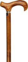 Scorched Beechwood Derby Walking Cane with Scorched Beechwood Shaft and Silver Collar