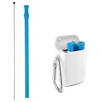 Vantic Collapsible Reusable Silicone Straws, Portable Folding Drinking Straw BPA Free with Travel Case & Cleaning Brush for 20 or 30 oz Tumblers - Blue