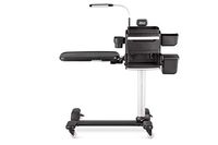 atHand Overbed Table System Bundle - The ONLY Tray Table With Storage Drawers, Charging Ports, Extra Power Outlets & Reading Lights. Table For Bed Or Chair Side. Incl Accessory Kit (Black, Right Side)