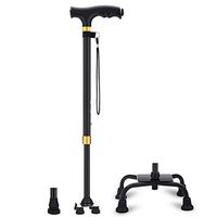 III- Walking Sticks Lightweight Aluminum Alloy Safety Walking Canes with LED Light with 4 Legs Non-Slip Rubber Base 3 Base,Weight capacity150kg (Size : B)