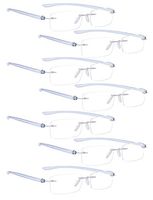 READING GLASSES 7 pack Small Lens Rimless Readers (Blue Arm, 2.75)