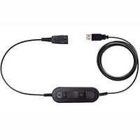 USB Adapter Cable with Volume Control and Mute Functionality (Compatible with Any Jabra QD Headset) and Connects into a PC, Laptop or Softphone.