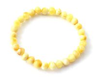 TipTop_Eco Baltic Amber Adult Stretch Bracelet - 8 Inches Long - Polished Milky Butter Beads (8 inches, Milky/Butter)