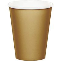 Club Pack of 240 Glittering Gold Disposable Paper Hot and Cold Drinking Party Cups 9 oz.
