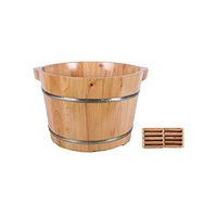 Foot Bath Barrel，feet Soaking Tub，Foot Tub，Footbath，Solid Wood Natural Thicken Foot Basin，Wooden Bucket Foot Spa Tub,Cypress Wood Foot Bucket (Color : A)