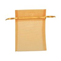 JAM PAPER Sheer Organza Bags - Medium - 5 x 6 1/2 - Gold - 12/Pack