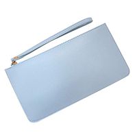 QIUUE Women Wallets Long Fashion Contrast Color Large Capacity Coin Purse Card Holder Bag Mobile Phone Bag Clutch Purse Light Blue