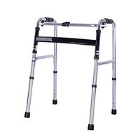 PIWYHOW Standard Walker for Disabled, Portable Foldable Aluminum Height Adjustable Elderly Rehabilitation Products, 5 Inches Wheels Lightweight Medical Instruments, Silver