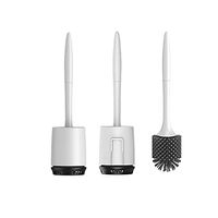 Nerseki Bathroom Toilet Bowl Brush Set,Silicone Toilet Brush and Holder Soft Bristle, Toilet Cleaning Brush Kit (White and black)