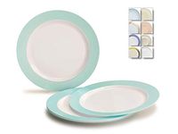 " OCCASIONS" 120 Plates Pack, Disposable Wedding Party Plastic Plates (10.5'' Dinner Plate, Rio in White & Pearled Turquoise Blue)