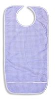 4 Pack Adult Vinyl Adult Bibs with Crumb Catcher - Premium (4 Blue Contrasting Lines)