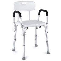 HAIRBY Shower Chair with Arms and Back Adjustable Height Medical Bath Tool Anti Skid and No Slip Bathtub Seat for Handicap, Disabled, Seniors and Elderly