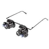 Loupe 20X Head Mounted Illumination Magnifying Glass with LED Light Double Eye Mask ABS Acrylic Lens for Text Reading Jewelry Identification Stamp Coin Repair Black Magnifying Glass