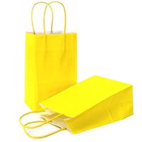 AZOWA Gift Bags Large Kraft Paper Bags with Handles (9.8 x 7.5 x 3.9 in, Yellow, 25 Pcs)