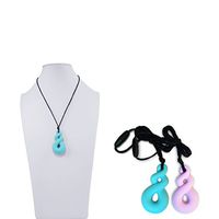 Heallily Chew Necklace Bundle 4Pcs Silicone Chewies Necklace for Boys, Girls, Kids Autism ADHD Oral Motor Chewing Biting Teething Needs (Light Blue and Purple)