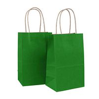 Incredible Packaging - 5.5" x 3.25" x 8.37" Kraft Paper Bags with Handles for Shopping, Lunch, Retail and Merchandise. Strong and Reusable - 60 Bags Count - 80 Paper Thickness (60, Green)