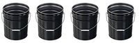 Vestil PAIL-STL-RI Steel Open Head Pail with Handle, 5 gallon Capacity, Black (Pack of 4)