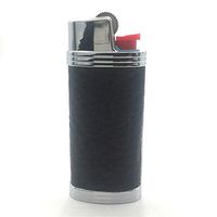 Lucklybestseller Metal Leather Lighter Case Cover Holder Black Color for BIC Mini Lighter J5