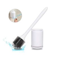 WallQmer Toilet Brush and Wall Mounted Holder Set, Soft Silicone Bristles No Need to Drill Deep Cleaning, White