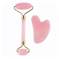 SUPVOX 2 Pcs Face Roller Rose Quartz Roller Heart-Shaped Natural Jade Massager Set for Face Anti Aging Anti Wrinkle