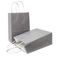 AZOWA Gift Bags Large Kraft Paper Bags with Handles (7.5 x 3.9 x 9.8 in, Grey, 12 Pcs)