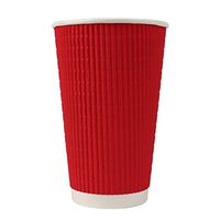 16 oz Colorful Paper Milkshake Cups - Premium Disposable Red Ripple Cold Drink Cups - Frozen Dessert Supplies - 500 Count