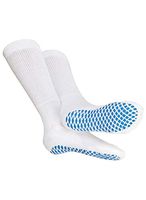 AmeriMark Non Binding Diabetic Socks w/Grippers, 2 Pair, Unisex, White/Blue, Small
