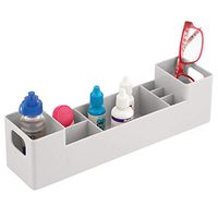 mDesign Plastic Storage Organizer Bin with Handles - Divided Organizer for Vitamins, Supplements, Serums, Essential Oils, Medicine Pill Bottles, Adhesive Bandages, First Aid Supplies - Light Gray