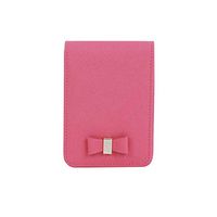 Genuine Leather Cigarette & Lighter Case Cosmetic Pouch with Mirror Hot Pink