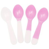 Frozen Dessert Supplies 3 Inch Mini Tasting Color Changing Spoons White to Pink - Colorful Plastic Spoons - Made in USA! 25 Count