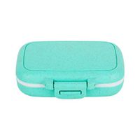 Portable 3 Slot Seal Folding Pill Box - Pill Case Organiser Tablet Container Family Daily Storage Organization Size Small (Wheat Straw Tiffany Blue)