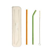 Glass Colorful Straws Clear 8 mm Drinking Straws Reusable Straws Healthy, Reusable, Eco Friendly, BPA Free, 2 Straws with Cleaning Brush