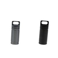 2pcs Pill Box Keychain Waterproof Single Chamber, Titanium Pill Organizer for Outdoor Travel Camping, Gray, Black