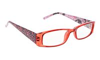Stylish Reading Glasses with Tiger Patterned Temples Rectangular Readers Women (Red，+1.25)