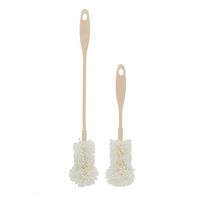 Saim Bottle Brush Cleaning Household Kitchen Milk Coffee Wine Glass Cup Washing Brush Cleaner with EVA Sponge, Long and Short Handle, 2 in 1 - White